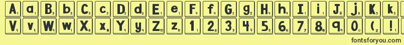 DjbLetterGameTiles Font – Black Fonts on Yellow Background