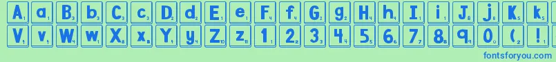 DjbLetterGameTiles-fontti – siniset fontit vihreällä taustalla