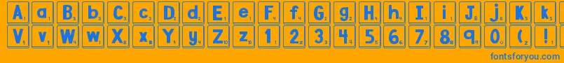 DjbLetterGameTiles Font – Blue Fonts on Orange Background