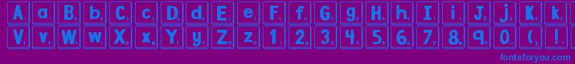 DjbLetterGameTiles-fontti – siniset fontit violetilla taustalla