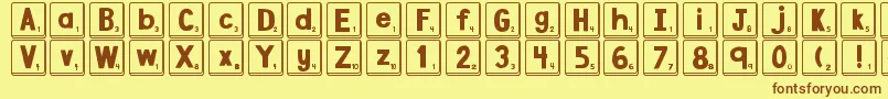 DjbLetterGameTiles Font – Brown Fonts on Yellow Background