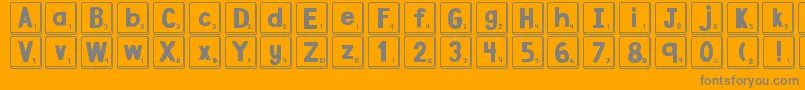 DjbLetterGameTiles-Schriftart – Graue Schriften auf orangefarbenem Hintergrund