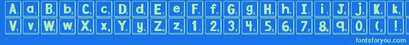 DjbLetterGameTiles Font – Green Fonts on Blue Background