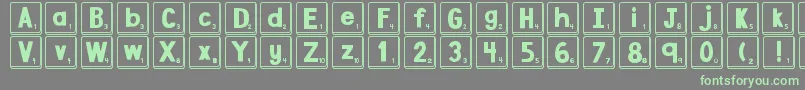 DjbLetterGameTiles Font – Green Fonts on Gray Background