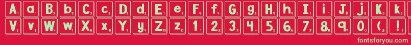 DjbLetterGameTiles Font – Green Fonts on Red Background