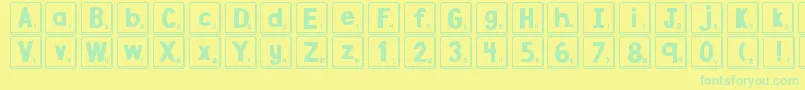 DjbLetterGameTiles Font – Green Fonts on Yellow Background