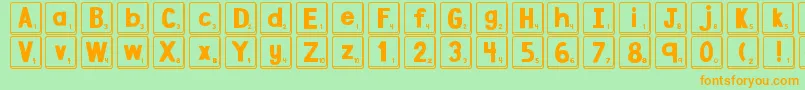 DjbLetterGameTiles-fontti – oranssit fontit vihreällä taustalla