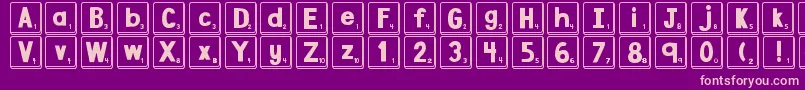 DjbLetterGameTiles-fontti – vaaleanpunaiset fontit violetilla taustalla