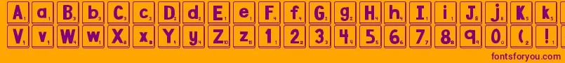 DjbLetterGameTiles Font – Purple Fonts on Orange Background
