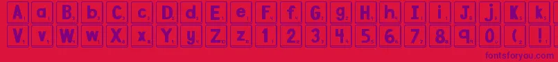 DjbLetterGameTiles Font – Purple Fonts on Red Background