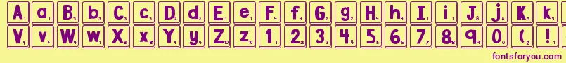 Fonte DjbLetterGameTiles – fontes roxas em um fundo amarelo