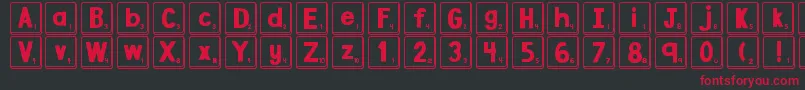 DjbLetterGameTiles Font – Red Fonts on Black Background