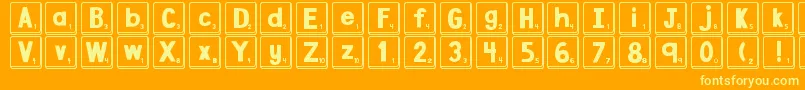 Fonte DjbLetterGameTiles – fontes amarelas em um fundo laranja