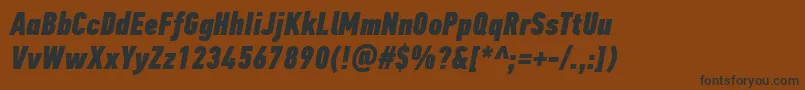 フォントPfdintextcompproXblackitalic – 黒い文字が茶色の背景にあります