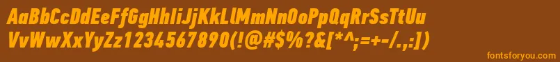 Czcionka PfdintextcompproXblackitalic – pomarańczowe czcionki na brązowym tle