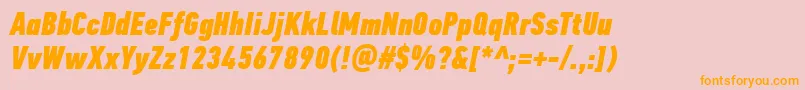 PfdintextcompproXblackitalic Font – Orange Fonts on Pink Background