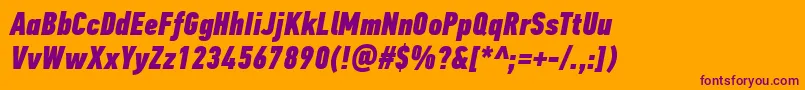 Шрифт PfdintextcompproXblackitalic – фиолетовые шрифты на оранжевом фоне