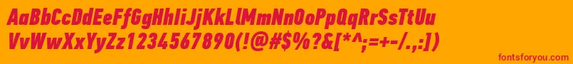 PfdintextcompproXblackitalic Font – Red Fonts on Orange Background