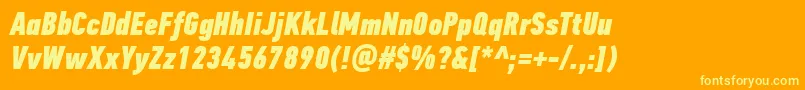 フォントPfdintextcompproXblackitalic – オレンジの背景に黄色の文字