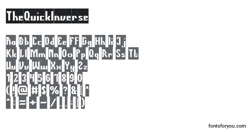 Czcionka TheQuickInverse – alfabet, cyfry, specjalne znaki