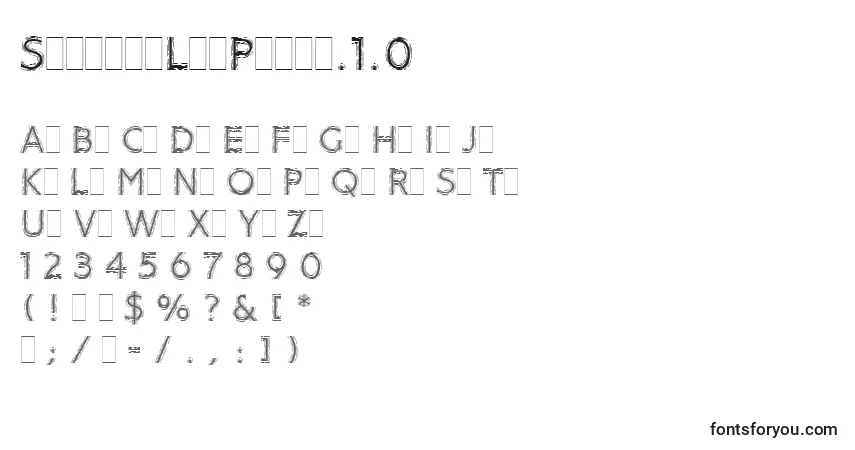 Czcionka StrobosLetPlain.1.0 – alfabet, cyfry, specjalne znaki