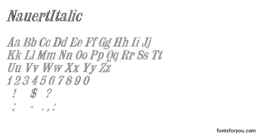 Schriftart NauertItalic – Alphabet, Zahlen, spezielle Symbole