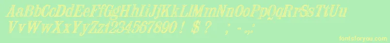 フォントNauertItalic – 黄色の文字が緑の背景にあります