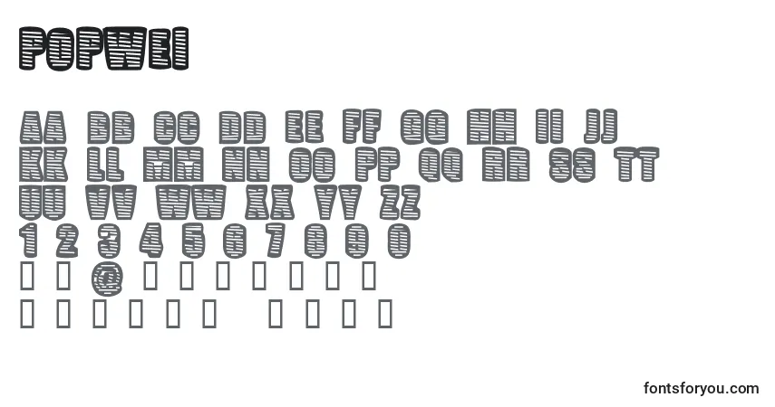 Czcionka Popwei – alfabet, cyfry, specjalne znaki