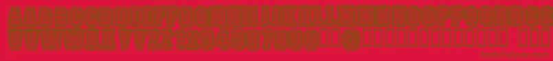 Popwei-Schriftart – Braune Schriften auf rotem Hintergrund