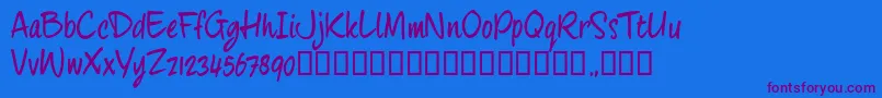 FourhandTrial Font – Purple Fonts on Blue Background