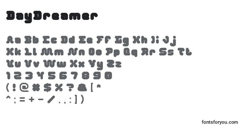 Schriftart DayDreamer (114275) – Alphabet, Zahlen, spezielle Symbole