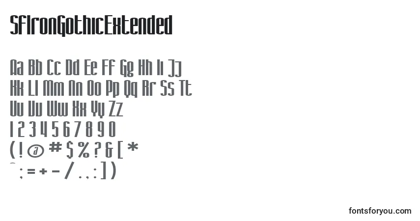 Шрифт SfIronGothicExtended – алфавит, цифры, специальные символы