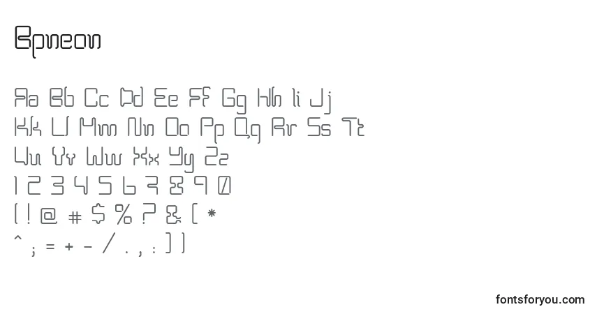 Шрифт Bpneon – алфавит, цифры, специальные символы