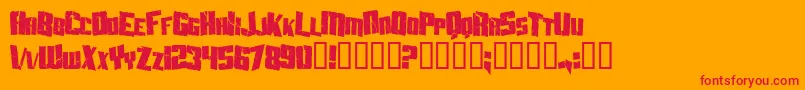 Fonte AftershockDebrisCondensed – fontes vermelhas em um fundo laranja