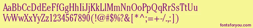 CheltenhamstdLightcond Font – Purple Fonts on Yellow Background