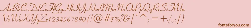 Ribbon131Bt-Schriftart – Braune Schriften auf rosa Hintergrund
