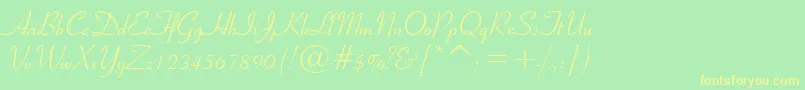 フォントRibbon131Bt – 黄色の文字が緑の背景にあります
