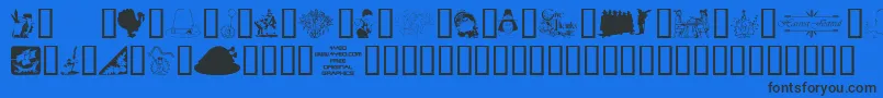 4yeothanks Font – Black Fonts on Blue Background