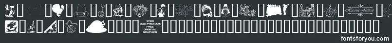 4yeothanks-fontti – valkoiset fontit mustalla taustalla