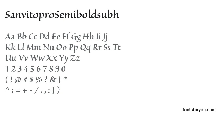 Czcionka SanvitoproSemiboldsubh – alfabet, cyfry, specjalne znaki