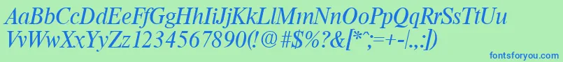 ThamesSerialRegularitalicDb Font – Blue Fonts on Green Background