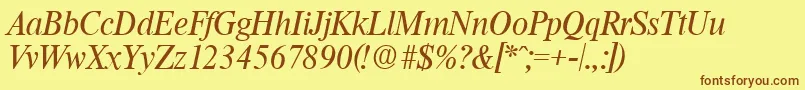 ThamesSerialRegularitalicDb-fontti – ruskeat fontit keltaisella taustalla