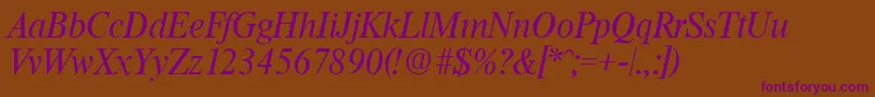 ThamesSerialRegularitalicDb Font – Purple Fonts on Brown Background