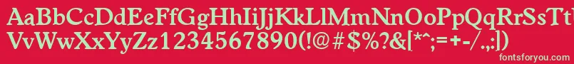 フォントWorchesterDemibold – 赤い背景に緑の文字