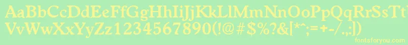 フォントWorchesterDemibold – 黄色の文字が緑の背景にあります