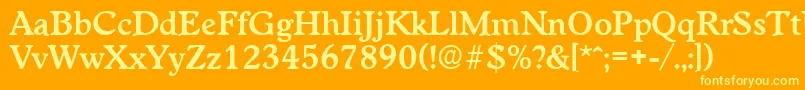 Fonte WorchesterDemibold – fontes amarelas em um fundo laranja
