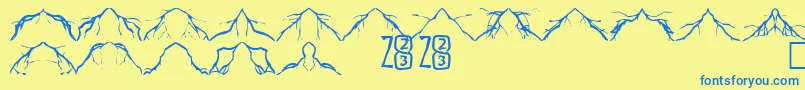 Czcionka Zone23Lightning – niebieskie czcionki na żółtym tle