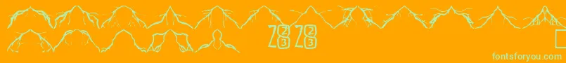 Zone23Lightning-Schriftart – Grüne Schriften auf orangefarbenem Hintergrund