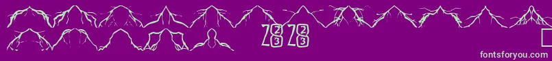 Zone23Lightning-fontti – vihreät fontit violetilla taustalla