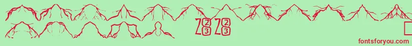 フォントZone23Lightning – 赤い文字の緑の背景
